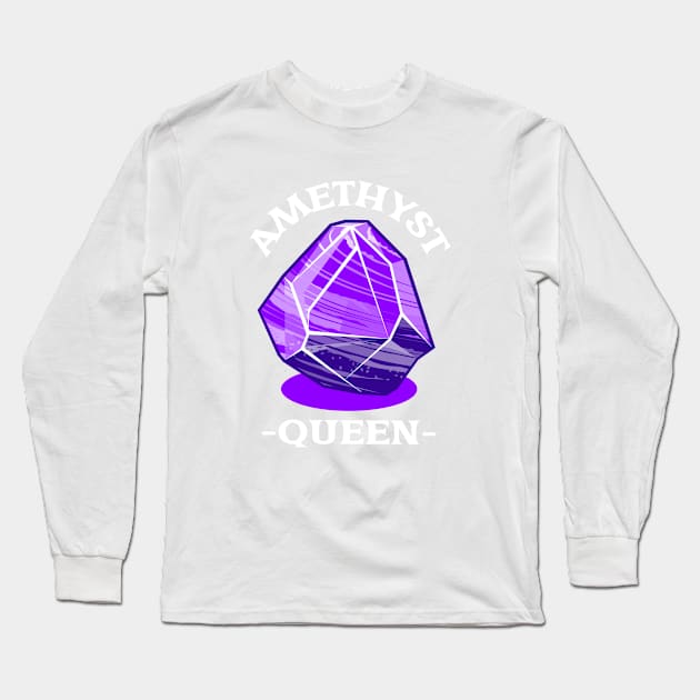 Amethyst Queen Crystal Gem Jewel Spiritual Long Sleeve T-Shirt by Witchy Ways